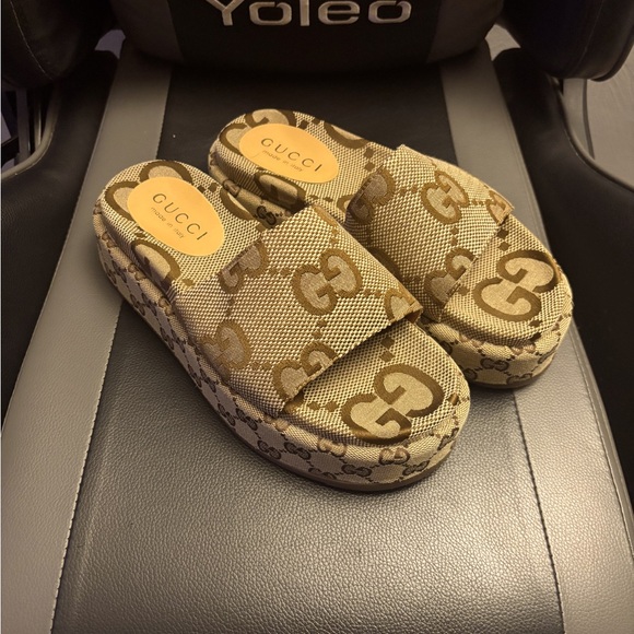 GUCCI Maxi GG Women's Platform Slides “Beige Ebony”